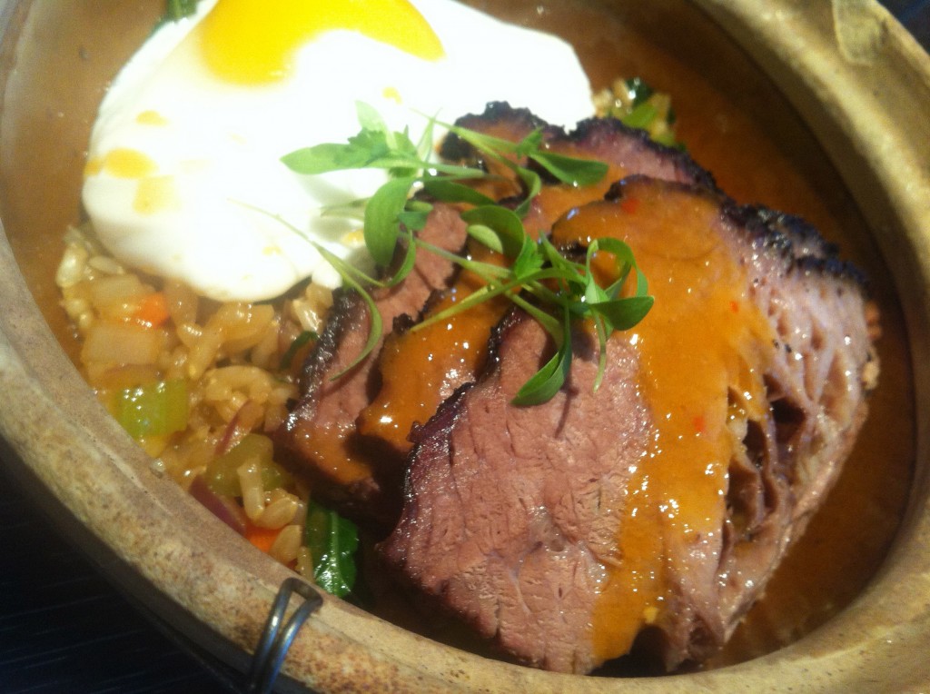 brisket and duck egg