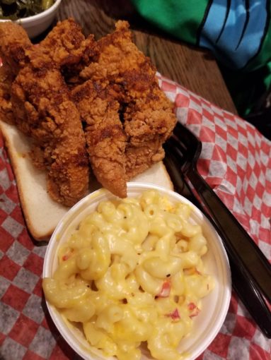 chicken tenders and mac n cheese